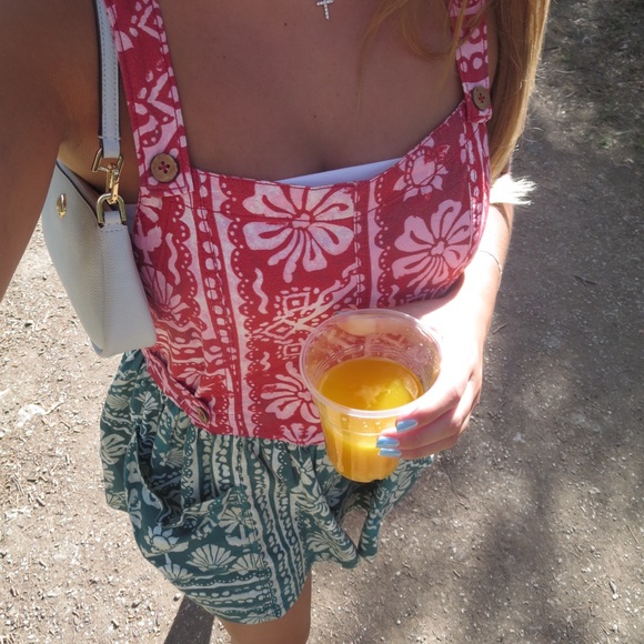 Free People Red and Green Patterned Romper - Picture 2 of 3